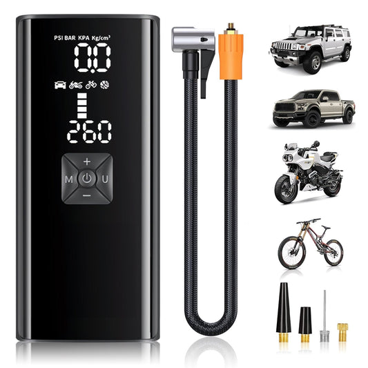 BAOKALER Tire Inflator with LED Light, 150PSI Portable Air Compressor for Car Tires with 6000mAh Battery