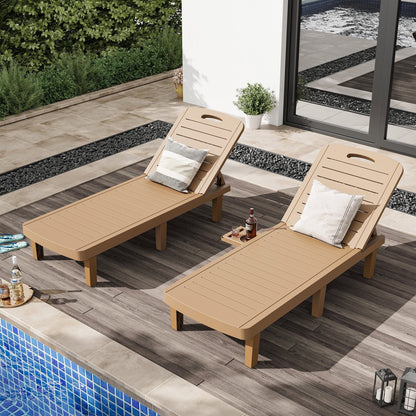 ECOPATIO Resin Adjustable Outdoor Chaise Lounges - Set of 2, Brown