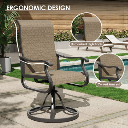 Poteban High Back Outdoor Dining Chairs Set of 2, All Weather Swivel Patio Chairs, Breathable Garden Outdoor Furniture for Backyard Deck