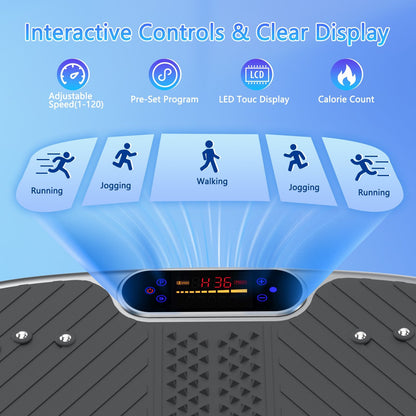 Vibration Plate Home Workout Equipment,Platform for Lymphatic Drainage Whole Body Home Workout,Weight Loss Toning Exercise Machine with Resistance Bands