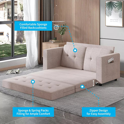 Mjkone Pull Out Sofa Bed, 3-in-1 Loveseat Sleeper Sofa Bed
