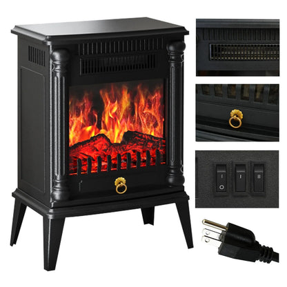 Baokaler 1500W Electric Fireplace Heater, 1300 sq ft Infrared Electric Fireplace with Realistic 3D Flame Effect, Electric Heater with Overheat Protection for Home Bedroom Office