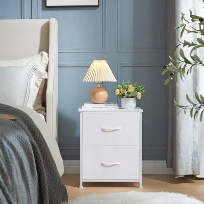 Somdot Small Dresser 2 DrawersFabric Storage Organizer Bedroom, White Leather