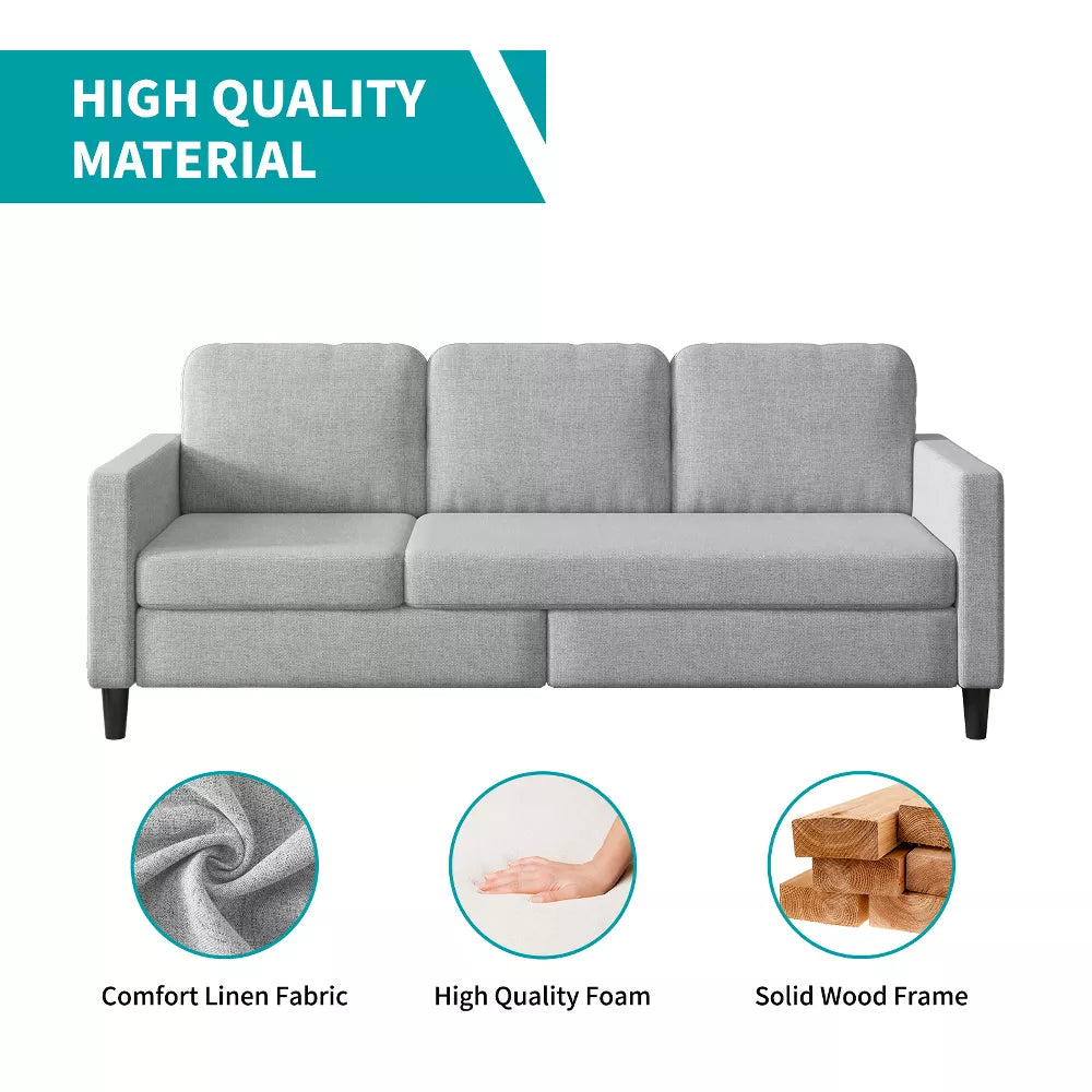 Mjkone 3-Seat Convertible L-Shaped Sectional Sofa w/ Reversible Storage Ottoman & Cup Holders - Modern, Space-Saving for Living Room/Office