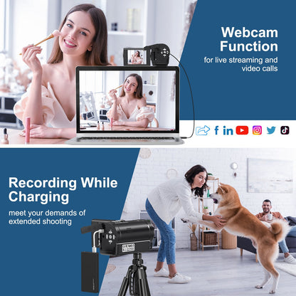 MARVUE Video Camera 2.7K Camcorder 50MP 16X Zoom Vlogging Camera for YouTube