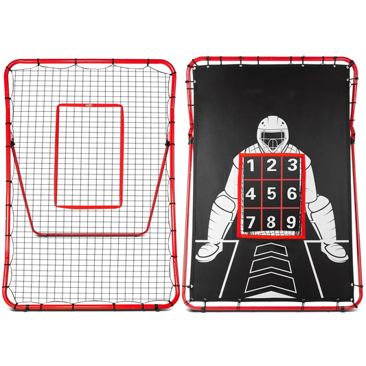 JASCOPRO Pitch Back Baseball/Softball Rebounder, 6x4Ft Baseball Rebounder Net, Adjustable Angles