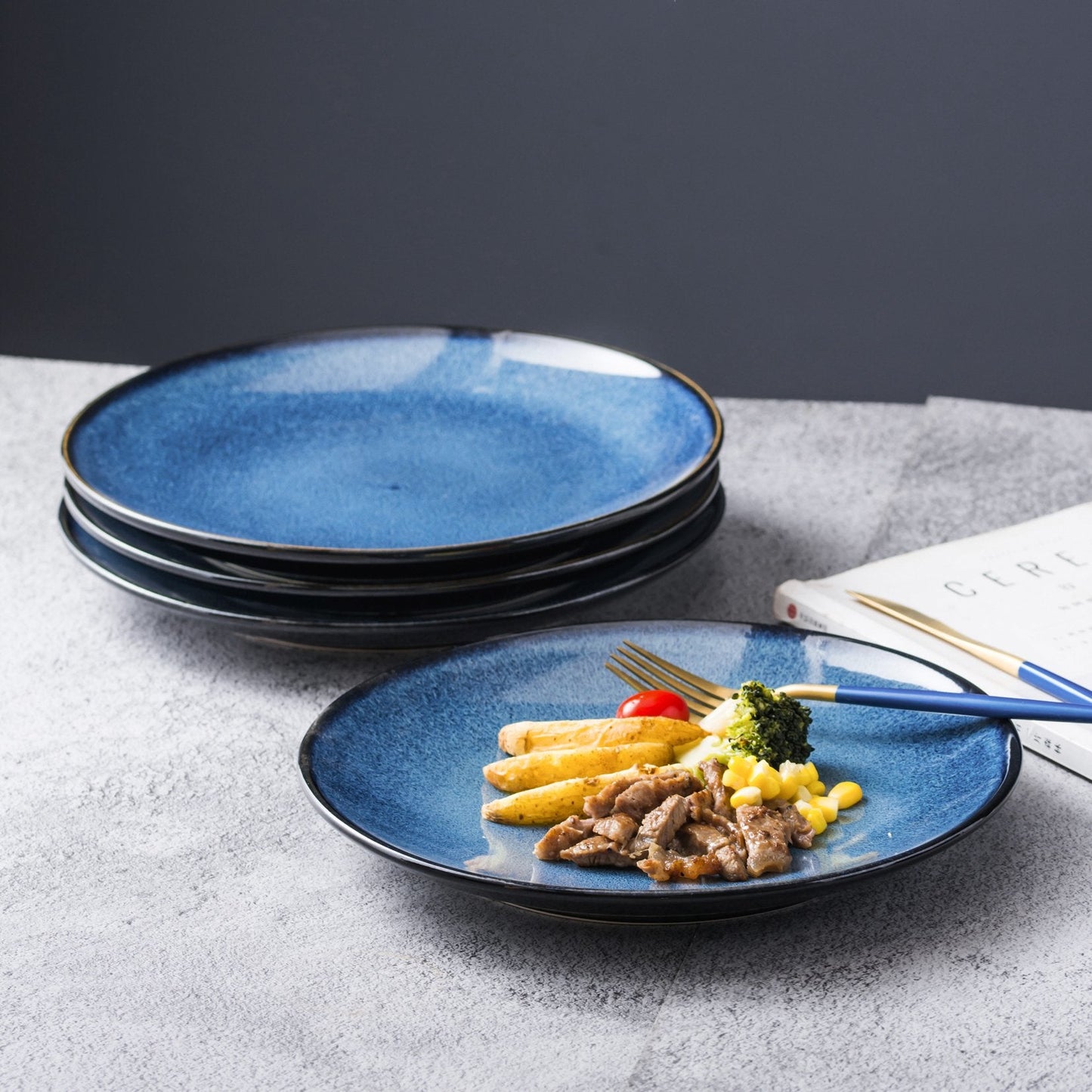 UNICASA Ceramic Dinner Plates 10.25 Inch Round Porcelain Plates,Dish Set for Lunch,Party Wedding,Restaurant,Microwave,Oven, Dishwasher Safe Plates Set of 4