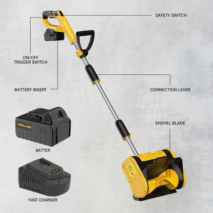 ZEGJAW Electric Snow Shovel, 20V 11-Inch Cordless Snow Shovel, Snow Blower Cordless with Adjustable Front Handle (4-Ah Battery and Quick Charger Included)