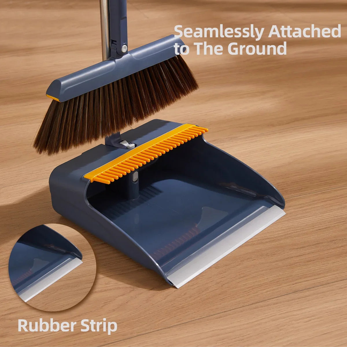 Somdot Broom and Dustpan Set with 51 inches Long Handle Broom Foldable Standing Dustpan, Blue