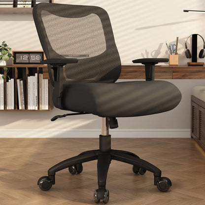 HomeZeer Big and Tall Office Chair 500lbs, Rocking Ergonomic Desk Chair with Adjustable Lumbar Support, Mesh Office Chair, Wide Seat Swivel Computer Chair, Black