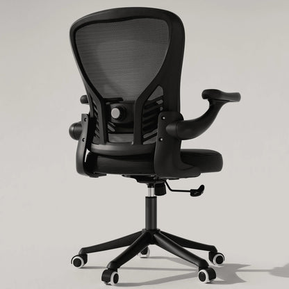 HomeZeer Mesh Middle Back Home Office Desk Chair with Caster and Flip-up Arms, Black