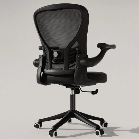 HomeZeer Mesh Middle Back Home Office Desk Chair with Caster and Flip-up Arms, Black