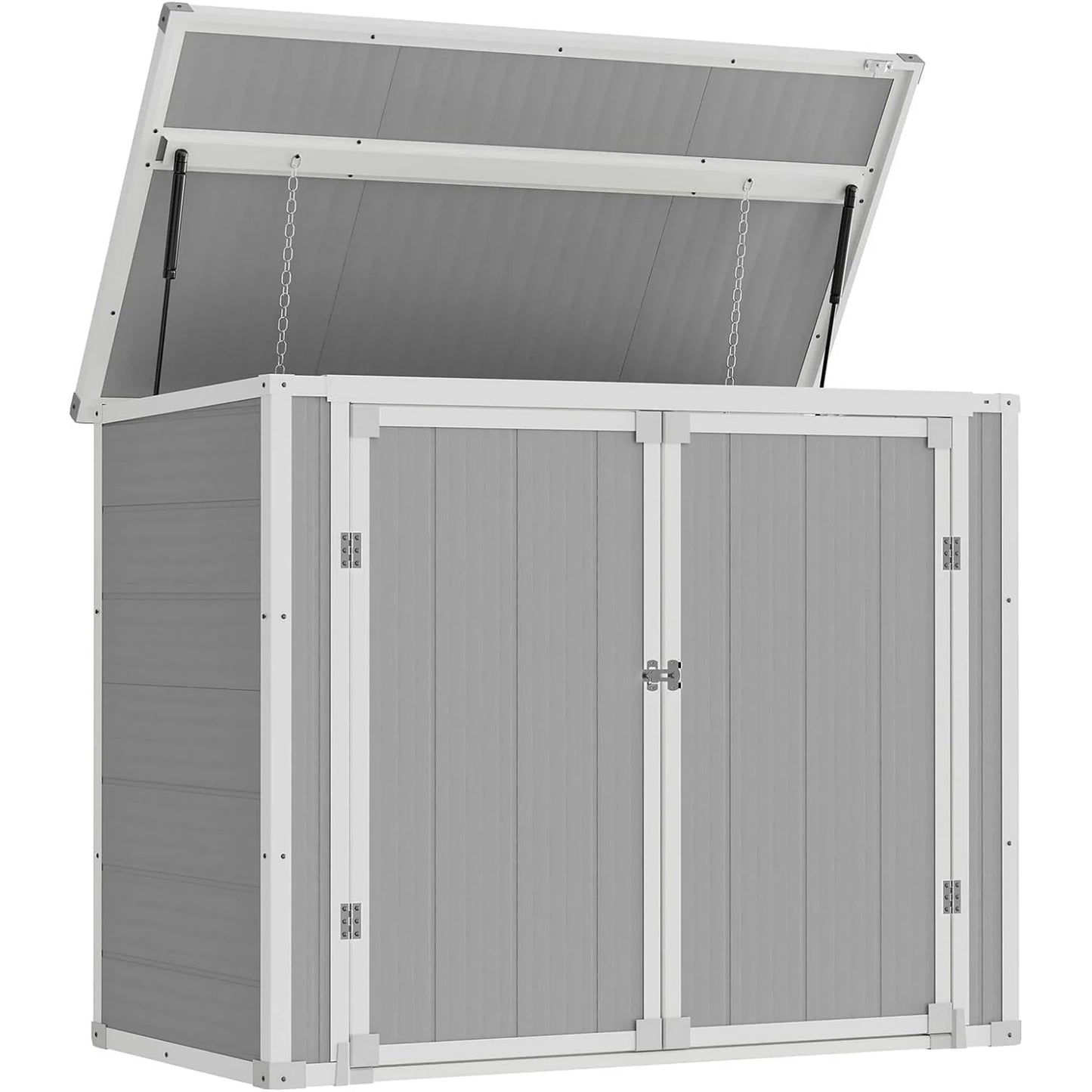 ECOPATIO Outdoor Storage Shed 41 Cu Ft Weather Resistant Resin with Floor Gray