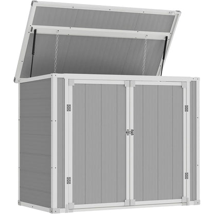 ECOPATIO Outdoor Storage Shed 41 Cu Ft Weather Resistant Resin with Floor Gray