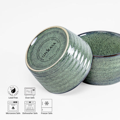 UNICASA Ramekins 8 oz Ramiken for Creme Brulee,Lava Cake,Pudding,Souffle,Small Sauce Bowl,Ceramic Baking Dishes- Set of 4 (Green)