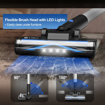 UMLo Cordless Vacuum Cleaner, 25Kpa Powerful Stick Vacuum with Brushless Motor, 6-in-1 Lightweight Rechargeable Vacuum Cleaners for Home Carpet Hard Floor Pet Hair