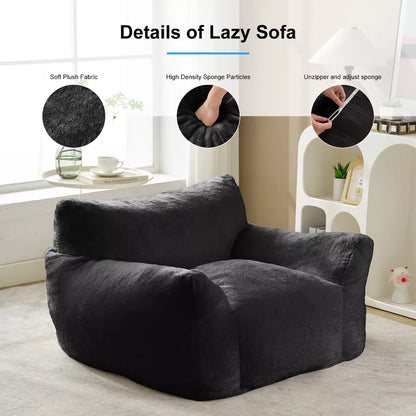Mjkone Bean Bag Chair, Big Beanbag Chair with Ottoman
