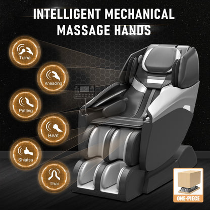 Massage Chair Full Body, 2024 4D SL-Track Zero Gravity Massage Chair Shiatsu Recliner with Mat, 9 Pre-set Auto-Programmed, Body Scan, Airbag Massage,Blackgrey