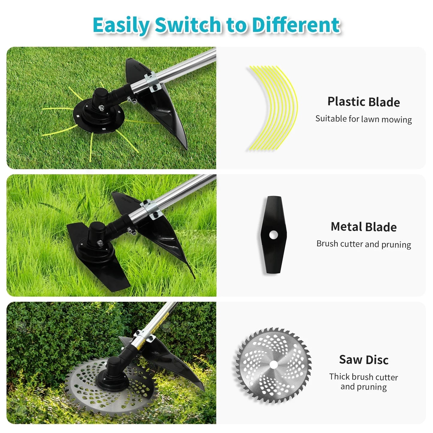 BAOKALER 1380W Brushless Weed Eaters Cordless with 4AH 10C Battery, Multi-Hole Cooling System, 20CM Cutting Diameter, 20000RPM