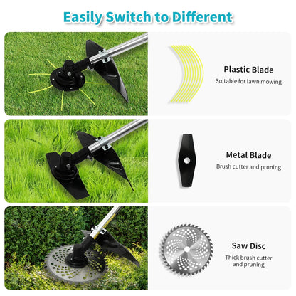 BAOKALER 1380W Brushless Weed Eaters Cordless with 4AH 10C Battery, Multi-Hole Cooling System, 20CM Cutting Diameter, 20000RPM