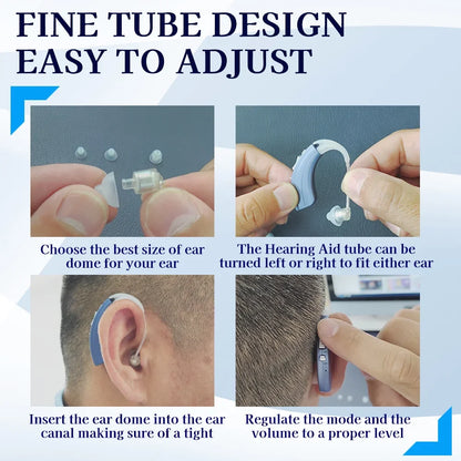 Delmicure Hearing Aid VHP-1222 for Seniors, Rechargeable Hearing Amplifier for Adults, Mini Speaker, Single Digital Sound Device (Blue)