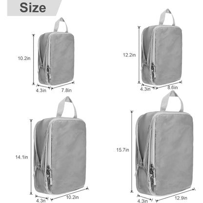 HOYUFEI Compression Packing Cubes - 4 Piece Ultralight Suitcase Organizers - Travel Essentials for Luggage - Durable Organizer Bags Set (Gray)