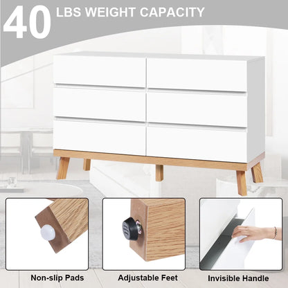 AODAILIHB Modern Dresser 6 Drawer, Wood Organizer with Wide Storage Space, Organizer Large Storage Cabinet