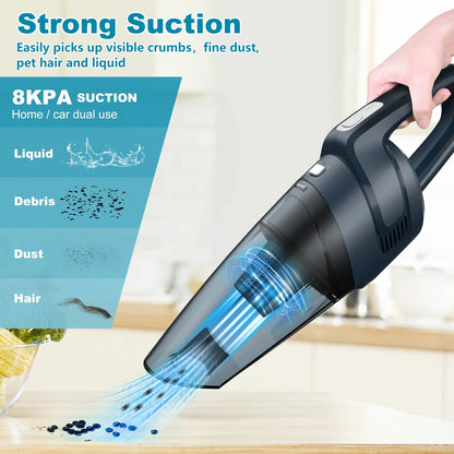 KOSIY Cordless Car Vacuum Cleaner Portable Handheld Vacuum Strong Suction Lightweight Rechargeable