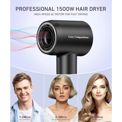 Hair Dryer - 150000 RPM High-Speed Brushless Motor Negative Ionic Blow Dryer for Fast Drying, Low Noise Thermo-Control Hair-Dryer-with-Diffuser and Nozzle