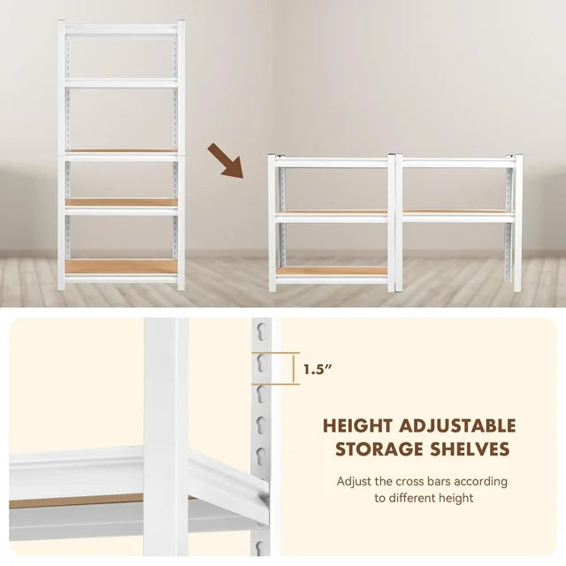 TrumanPick Garage Storage Shelves 5 Tire 28''x12''x 63''Metal Adjustable Heavy Duty Storage Rracks and Shelving for Kitchen Closet, White