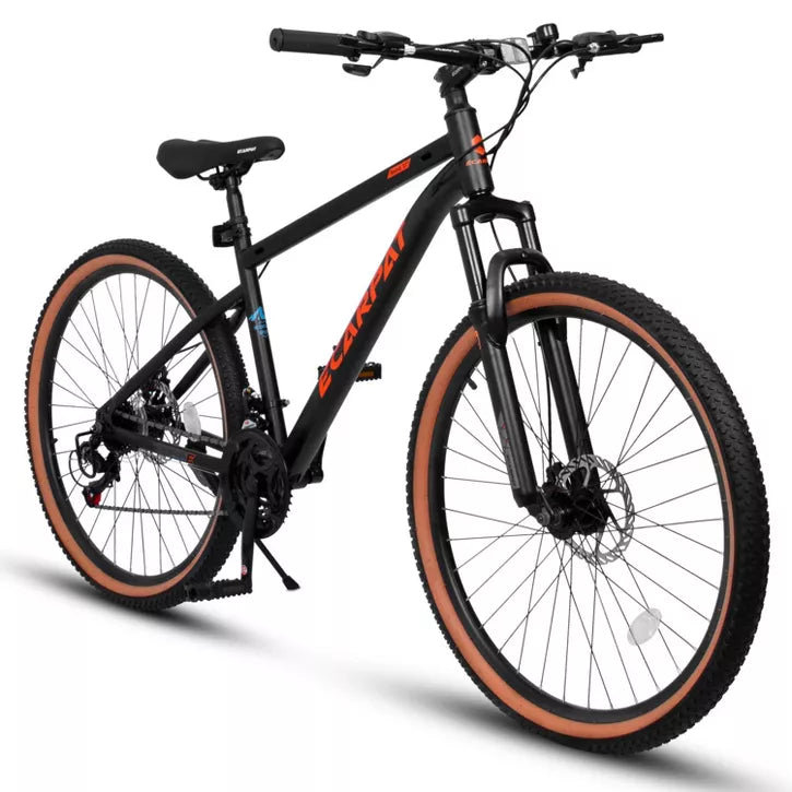 BestParts Mountain Bike 27.5 Inch, Adult Trail MTB Bicycle with Disc Brakes, Brown Edge Tires, for Commuting & Outdoor Riding, Black+Red