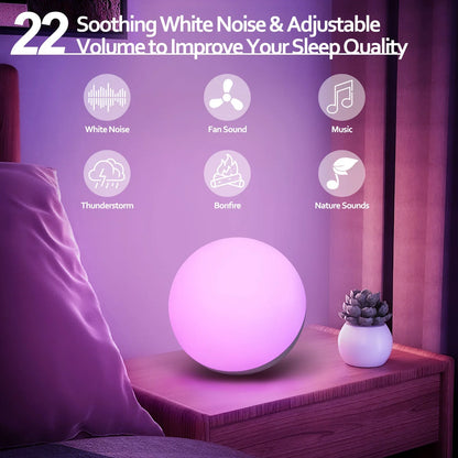 Fansbe Kids White Noise Machine, 27 Soothing Sounds Bluetooth Night Light Sound Machine