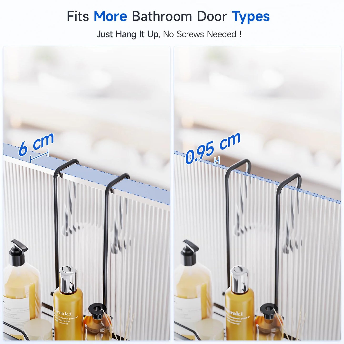 VANCORE Over the Doors Shower Caddy - Hanging Bath Organizer over Door with Hooks for Inside the Shower - Matte Black