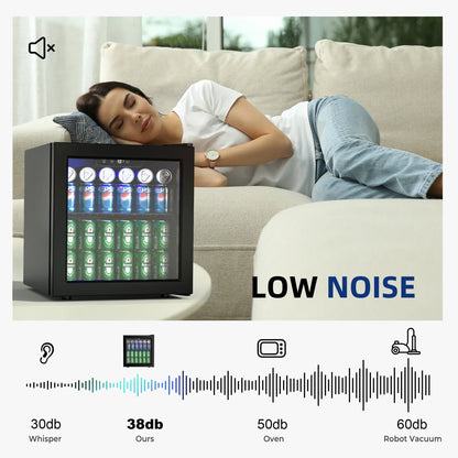 Simzlife 55 Cans Mini Beverage Refrigerator & Portable Beverage Cooler with Double Glass Door, Small Fridge for Home/Office/Bar,Black