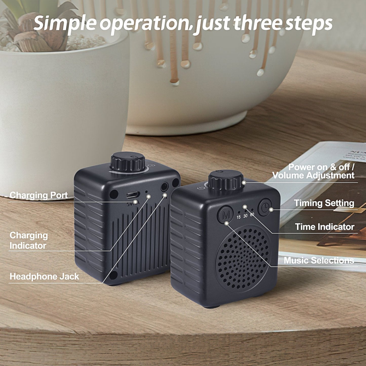 Fansbe Sleep Small Adult Sound Machine Travel Size, White Noise Machine Baby Portable(Black)