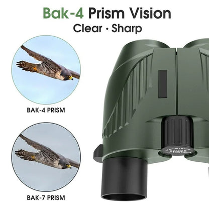 20X25 Compact Binoculars for Adults and Kids,Large Eyepiece Waterproof Binocular，Easy Focus Small Binoculars for Bird Watching,Hiking and Concert, Green