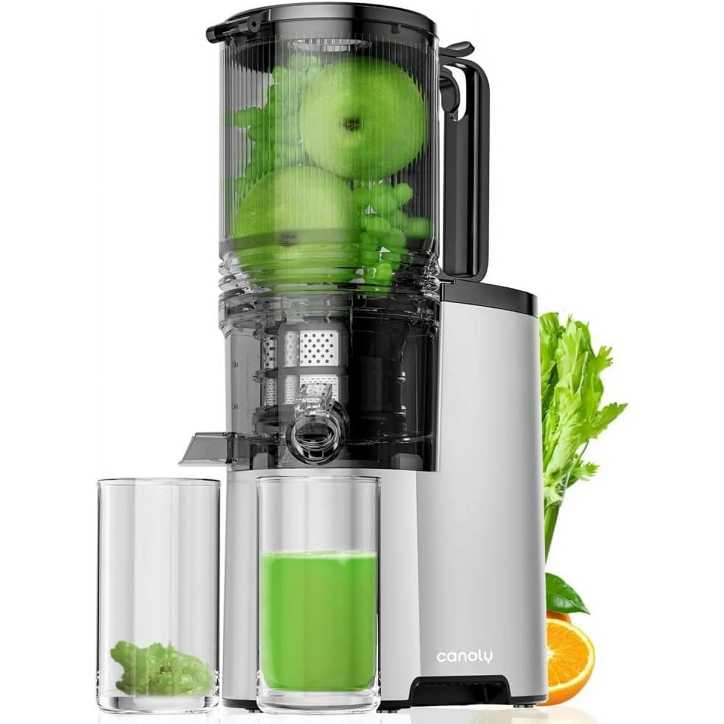 Cold Press Juicer, 5.4" Extra Large Feed Chute Fit Whole Fruits & Vegetables, 350W Professional Slow Masticating Juicer Machines, Easy to Clean
