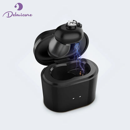 Delmicure VHP-1611 Digital Hearing Aid for Seniors with 16 Channels & 4 Modes, Rechargeable Hearing Amplifier with Portable Charging Case, Single(Black)