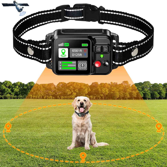 GPS Wireless Dog Fence System, CICPAP Electric Dog Collar Fence with Satellite GPS, Waterproof & Rechargeable, 3 Training Modes, 15~2200 Yards Range for Outdoor Pet Containment