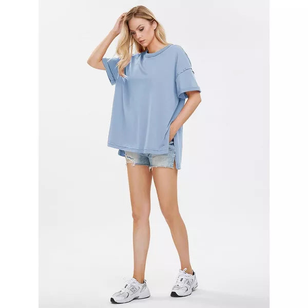 EXLURA Womens Summer Oversized T Shirts Casual Short Sleeve Loose Maternity Tops Crewneck Tunic Plus Gym Workout Top