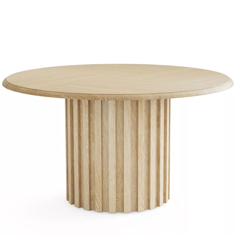 Lirago,47.24-Inch Wood Round Dining Table with Wooden Tabletop and Cylindrical Base
