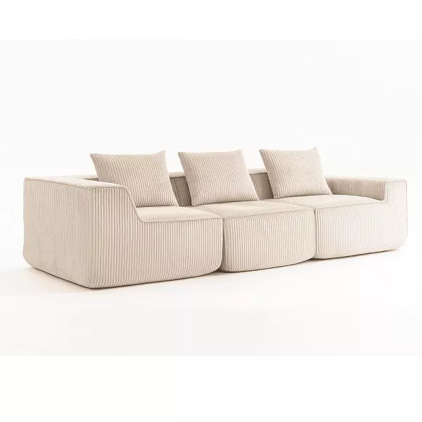 Resenkos Sctional Couches Set, Soft Durable Corduroy Upholstery, Multi-Person Comfort, Easy Maintenance, Cushions Are Vacuum-Compressed,