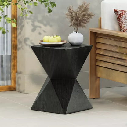 Wooakway Concrete Outdoor Side Table with Symmetric Design, Weather-Resistant Accent for Patio, Garden, or Balcony