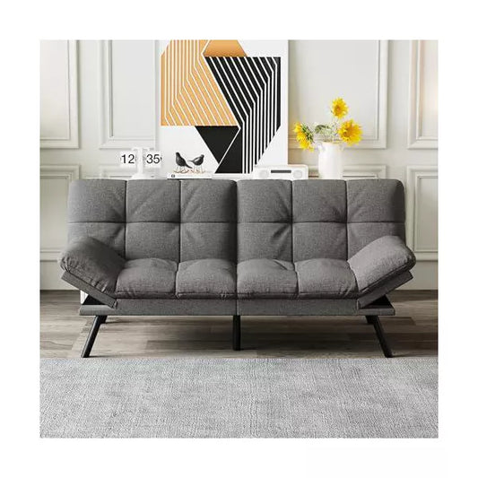 Vipbear Convertible Futon Sofa Bed with Adjustable Backrest & Removable Armrests, Foldable Sleeper Loveseat for Small Space Living Room