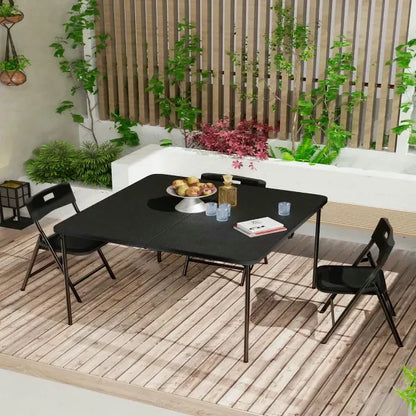 Resenkos 5 Piece Folding Tables and Chairs with Easy Cleaning and Storage for Home Use, Indoor Spaces, and Office, Black