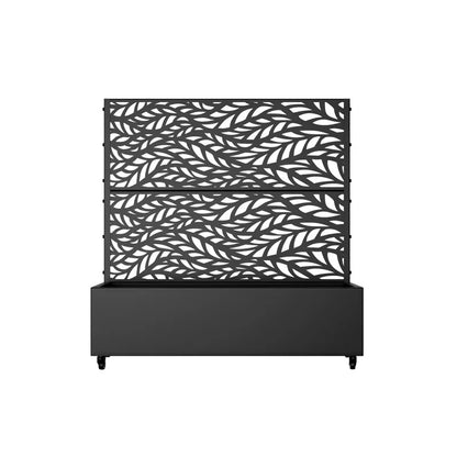 PexFix Outdoor Metal Trellis with Planter Box in Leaf Pattern
