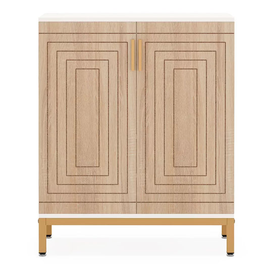 Lirago,31.5"L*14.96"W*37.4"H, Natural Shoe Cabinet with Gold Legs - Space Saving Entryway Organizer for 20 Pairs