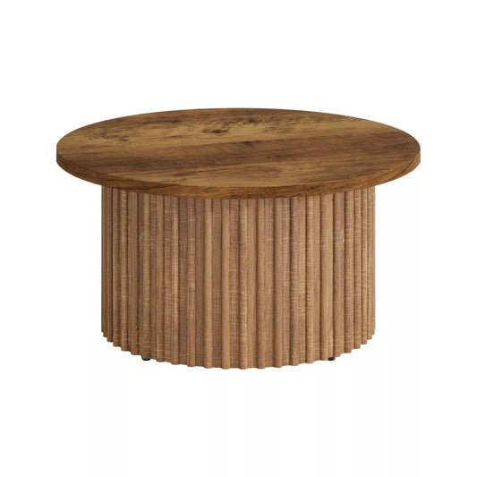 Resenkos Center Coffee Table, Living Room Table,31.5" Coffee Table, Farmhouse Circle Center Table Sofa Side Table Brown