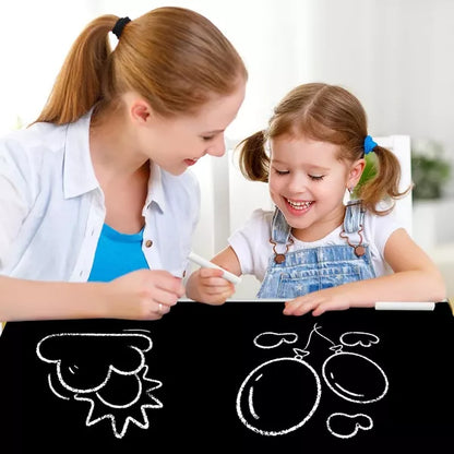 Kinder King Kids Wood Table & 2 Chairs Set, 4 in 1 Children Activity Table w/Double Bookcase, Blackboard, Toddler Furniture Set