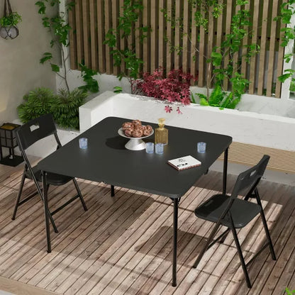 Resenkos 5 Piece Folding Tables and Chairs with Easy Cleaning and Storage for Home Use, Indoor Spaces, and Office, Black